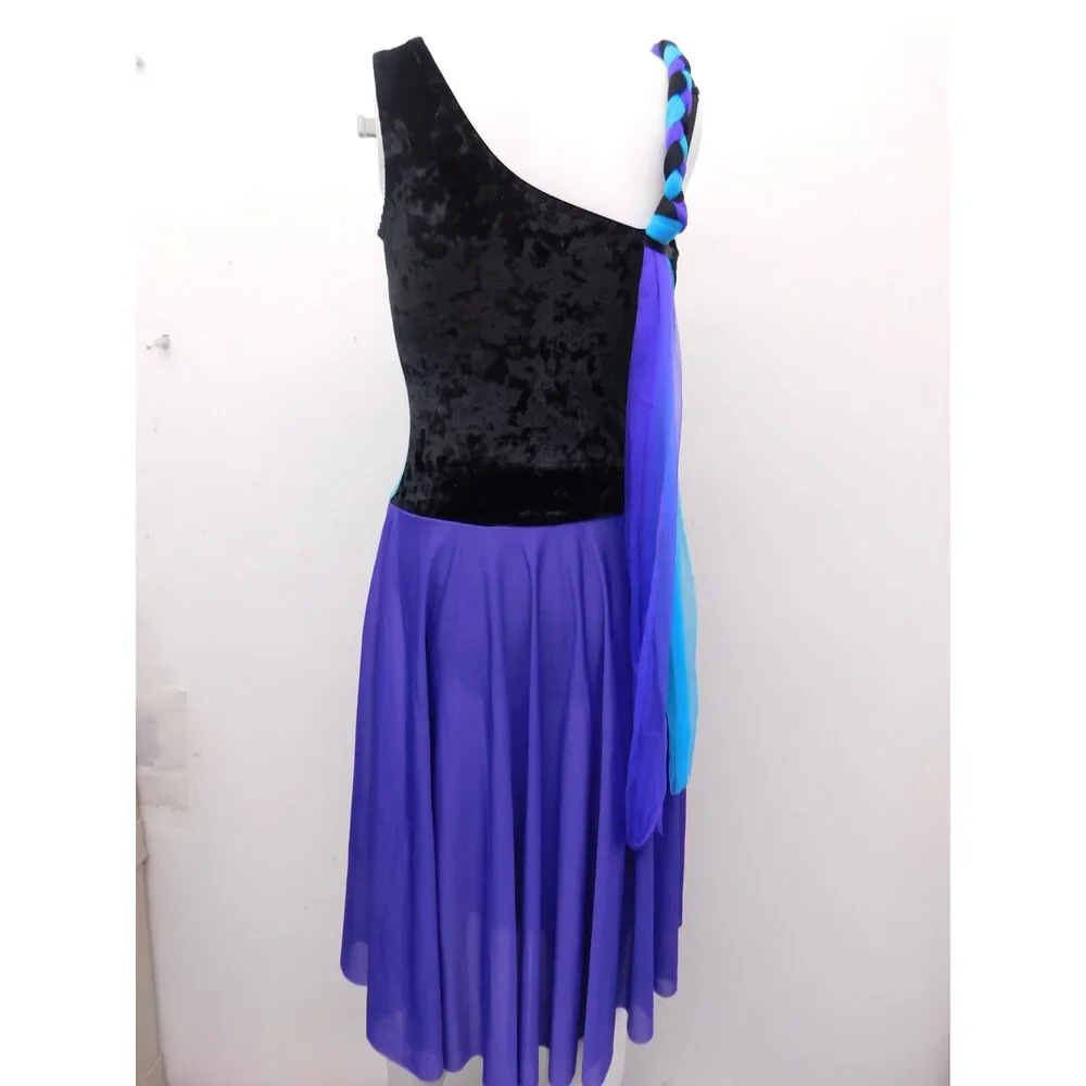 Pre-Owned Dance Costume Dansco  Large Child Purple Dress Lyrical Rhinestones